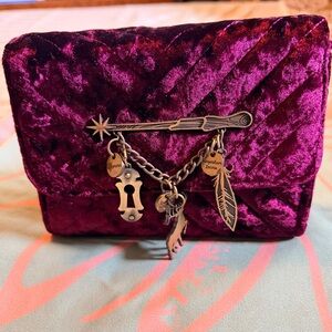 Harry Potter Cross Body Velvet Plum Bag with Charms